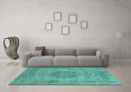 Machine Washable Oriental Turquoise Industrial Area Rugs in a Living Room,, wshurb2260turq