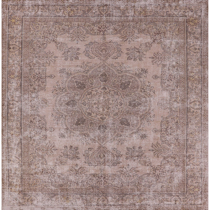 Square Machine Washable Industrial Modern Khaki Rose Pink Rug, wshurb2260