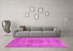 Machine Washable Oriental Pink Industrial Rug in a Living Room, wshurb2260pnk