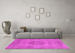 Machine Washable Oriental Pink Industrial Rug in a Living Room, wshurb2260pnk