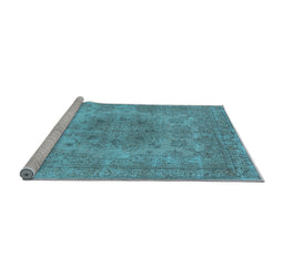 Sideview of Machine Washable Oriental Light Blue Industrial Rug, wshurb2260lblu