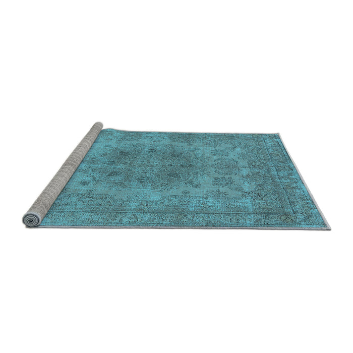 Sideview of Machine Washable Oriental Light Blue Industrial Rug, wshurb2260lblu