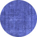 Round Oriental Blue Industrial Rug, urb2261blu