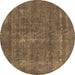 Round Machine Washable Oriental Brown Industrial Rug, wshurb2261brn