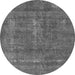 Round Oriental Gray Industrial Rug, urb2261gry