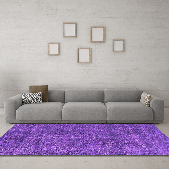 Machine Washable Oriental Purple Industrial Area Rugs in a Living Room, wshurb2261pur