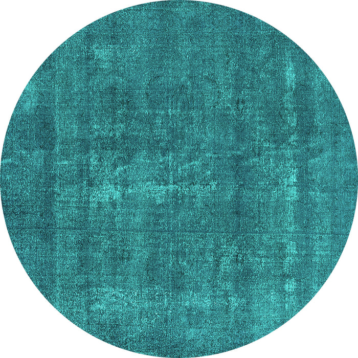 Round Oriental Turquoise Industrial Rug, urb2261turq