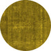 Round Oriental Yellow Industrial Rug, urb2261yw