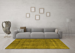 Machine Washable Oriental Yellow Industrial Rug in a Living Room, wshurb2261yw