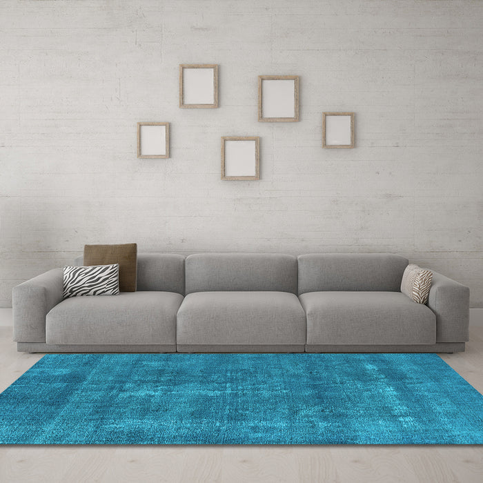 Machine Washable Oriental Light Blue Industrial Rug in a Living Room, wshurb2261lblu