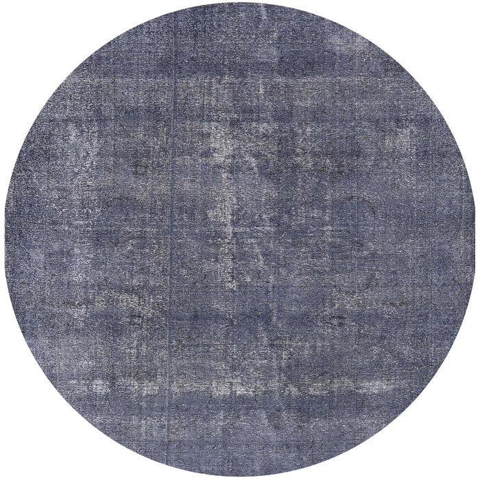 Round Mid-Century Modern Purple Navy Blue Oriental Rug, urb2261