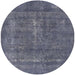 Round Mid-Century Modern Purple Navy Blue Oriental Rug, urb2261