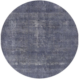 Round Machine Washable Industrial Modern Purple Navy Blue Rug, wshurb2261