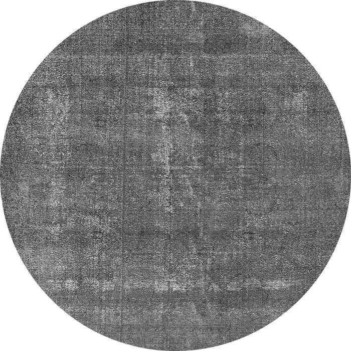 Round Machine Washable Oriental Gray Industrial Rug, wshurb2261gry