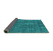 Sideview of Oriental Turquoise Industrial Rug, urb2261turq
