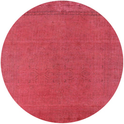Round Mid-Century Modern Red Oriental Rug, urb2262