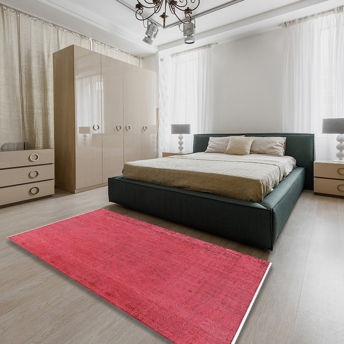 Machine Washable Industrial Modern Red Rug in a Bedroom, wshurb2262