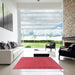 Square Mid-Century Modern Red Oriental Rug in a Living Room, urb2262