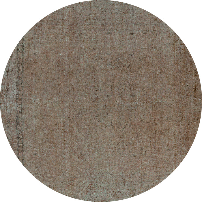 Round Machine Washable Oriental Turquoise Industrial Area Rugs, wshurb2262turq