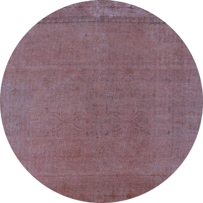 Round Machine Washable Oriental Light Blue Industrial Rug, wshurb2262lblu