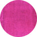 Round Machine Washable Oriental Pink Industrial Rug, wshurb2262pnk