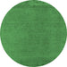 Round Machine Washable Oriental Emerald Green Industrial Area Rugs, wshurb2262emgrn