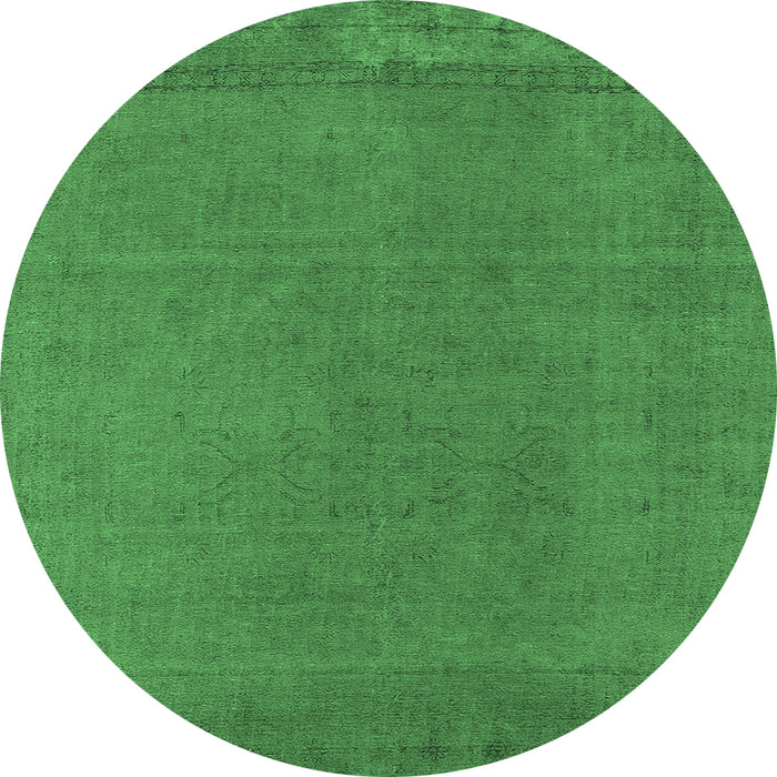 Round Oriental Emerald Green Industrial Rug, urb2262emgrn