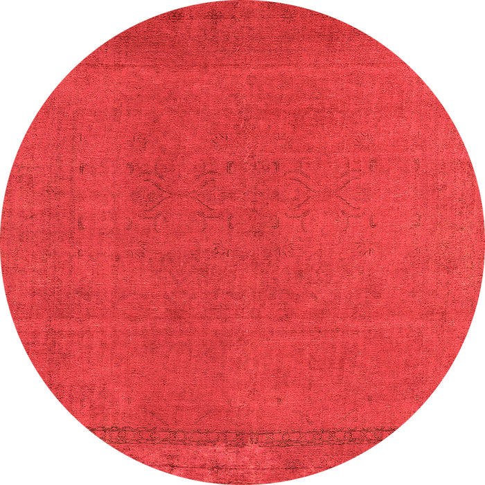 Round Machine Washable Oriental Orange Industrial Area Rugs, wshurb2262org