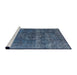 Sideview of Machine Washable Industrial Modern Silk Blue Rug, wshurb2263