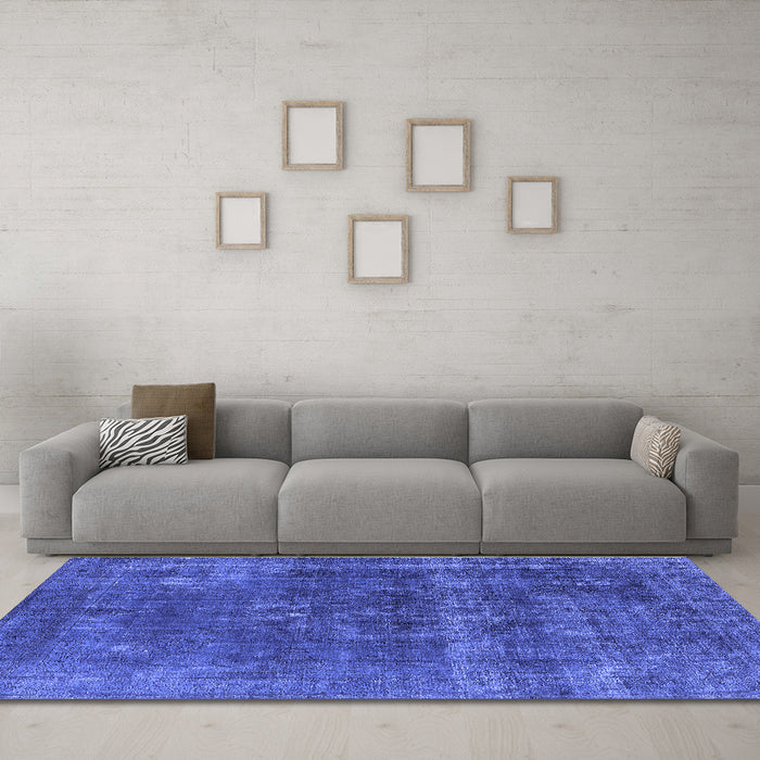 Machine Washable Persian Blue Bohemian Rug in a Living Room, wshurb2263blu