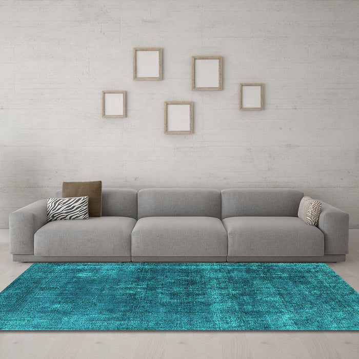 Machine Washable Persian Turquoise Bohemian Area Rugs in a Living Room,, wshurb2263turq