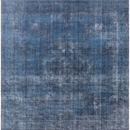 Square Machine Washable Industrial Modern Silk Blue Rug, wshurb2263