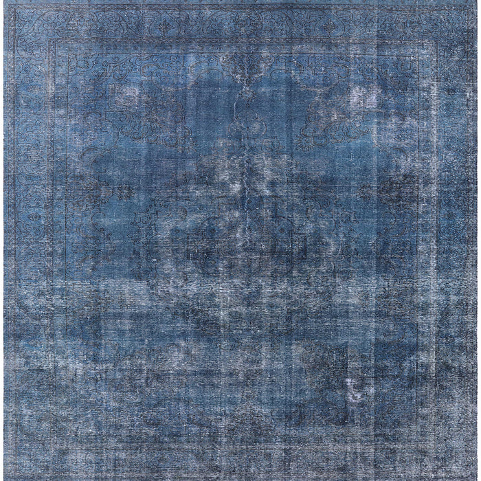 Square Machine Washable Industrial Modern Silk Blue Rug, wshurb2263