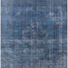 Square Machine Washable Industrial Modern Silk Blue Rug, wshurb2263