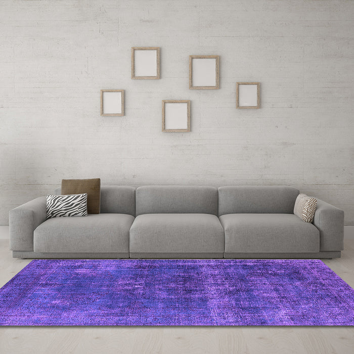 Machine Washable Persian Purple Bohemian Area Rugs in a Living Room, wshurb2263pur