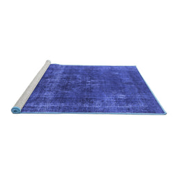 Sideview of Machine Washable Persian Blue Bohemian Rug, wshurb2263blu