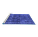 Sideview of Machine Washable Persian Blue Bohemian Rug, wshurb2263blu