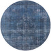 Round Machine Washable Industrial Modern Silk Blue Rug, wshurb2263