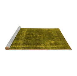 Sideview of Machine Washable Persian Yellow Bohemian Rug, wshurb2263yw