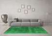 Machine Washable Persian Green Bohemian Area Rugs in a Living Room,, wshurb2263grn