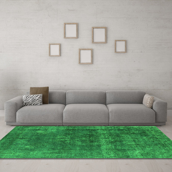Machine Washable Persian Green Bohemian Area Rugs in a Living Room,, wshurb2263grn