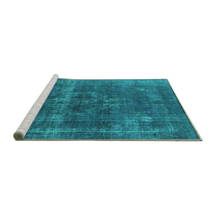 Sideview of Machine Washable Persian Turquoise Bohemian Area Rugs, wshurb2263turq