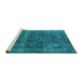 Sideview of Machine Washable Persian Turquoise Bohemian Area Rugs, wshurb2263turq