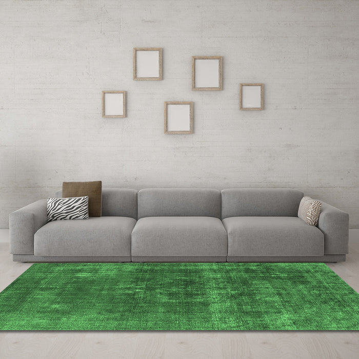 Machine Washable Persian Emerald Green Bohemian Area Rugs in a Living Room,, wshurb2263emgrn
