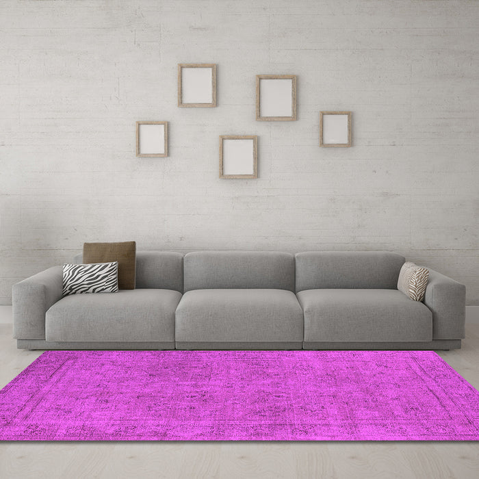 Machine Washable Oriental Pink Industrial Rug in a Living Room, wshurb2264pnk