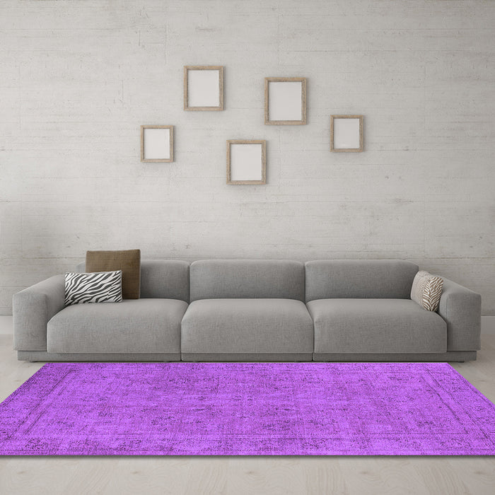 Machine Washable Oriental Purple Industrial Area Rugs in a Living Room, wshurb2264pur