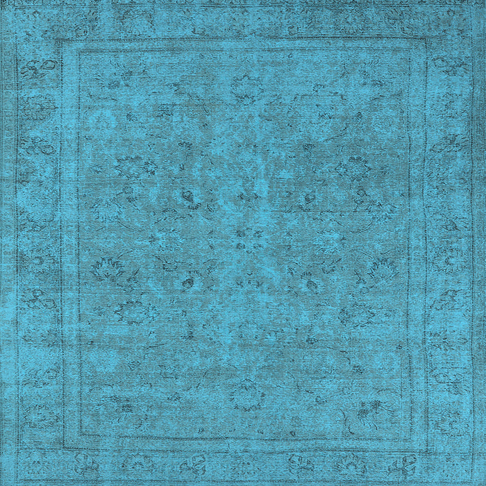Square Machine Washable Oriental Light Blue Industrial Rug, wshurb2264lblu