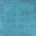 Square Machine Washable Oriental Light Blue Industrial Rug, wshurb2264lblu