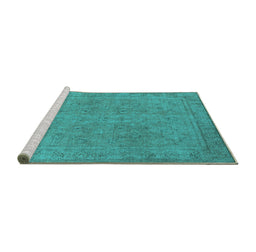 Sideview of Machine Washable Oriental Turquoise Industrial Area Rugs, wshurb2264turq