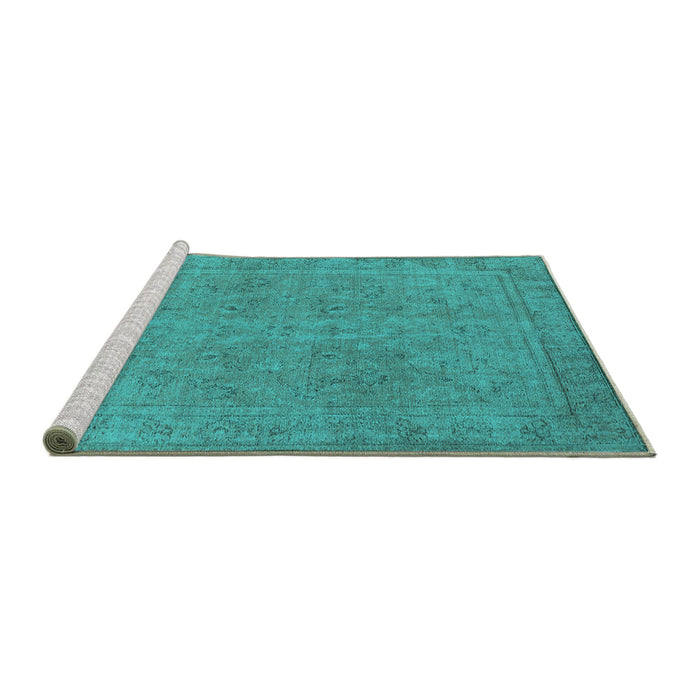 Sideview of Machine Washable Oriental Turquoise Industrial Area Rugs, wshurb2264turq